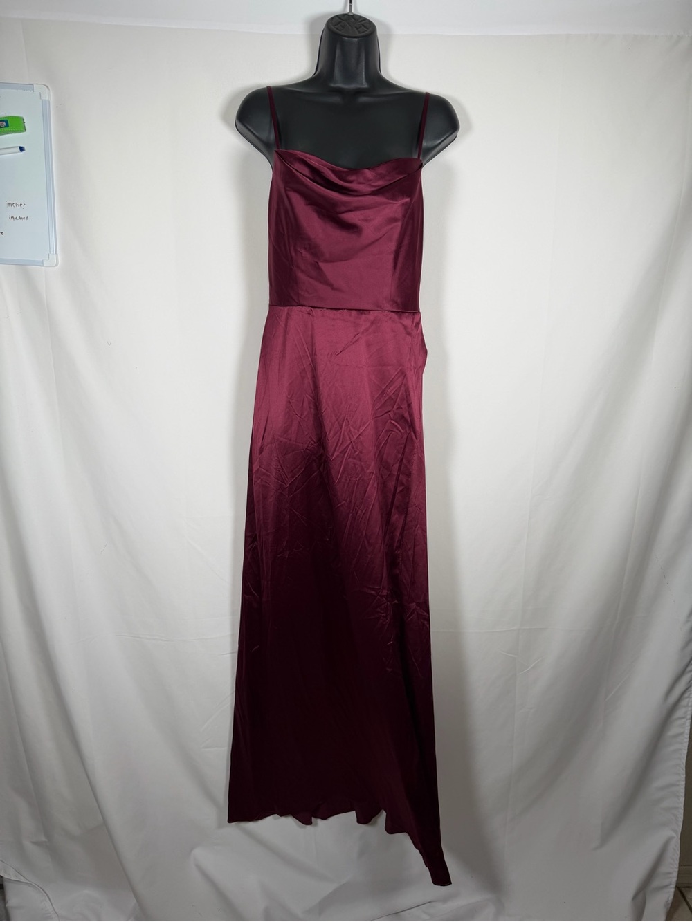 NWT DB Studio Cowl-Neck Satin Maxi Dress in Burgundy